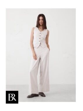 Banana Wide-Leg Linen-Blend Pull-On Pants